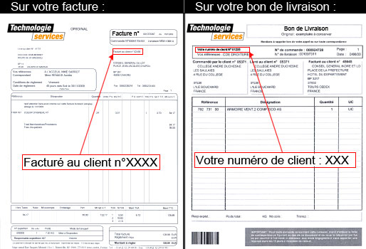 Aperçu d'une facture Technologie Services